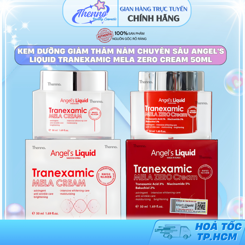 Kem Dưỡng Giảm Thâm Nám Chuyên Sâu Angel's Liquid Tranexamic Mela Zero Cream 50ml Hàn Quốc