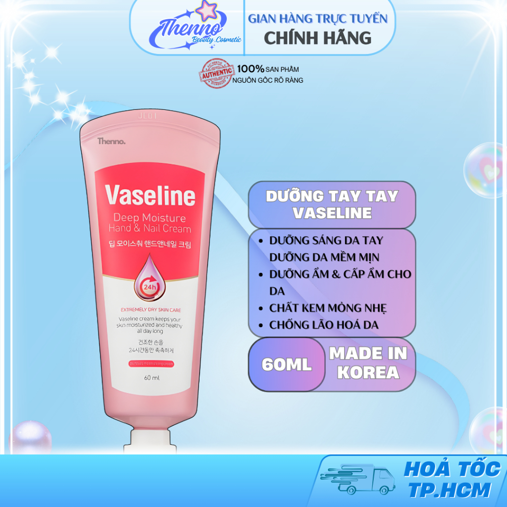 Kem Dưỡng Da Tay & Móng Vaseline Deep Moisture Hand & Nail Cream 60ml Bảng Hàn Quốc