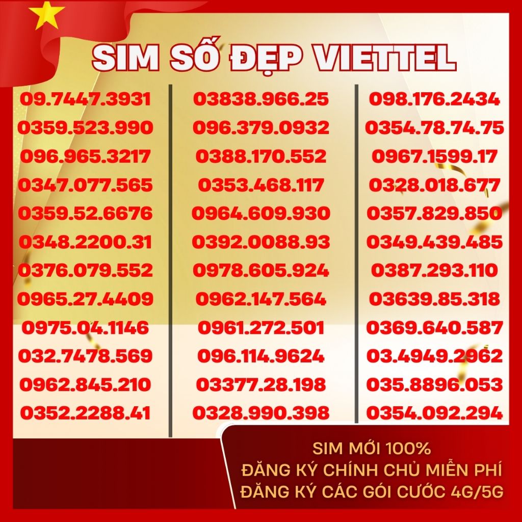 Chọn Sim Số Đẹp - Sim 5G Viettel Nguyên KIT - Đăng Ký Chính Chủ Qua MY VIETTEL - Đăng Ký Được Nhiều 
