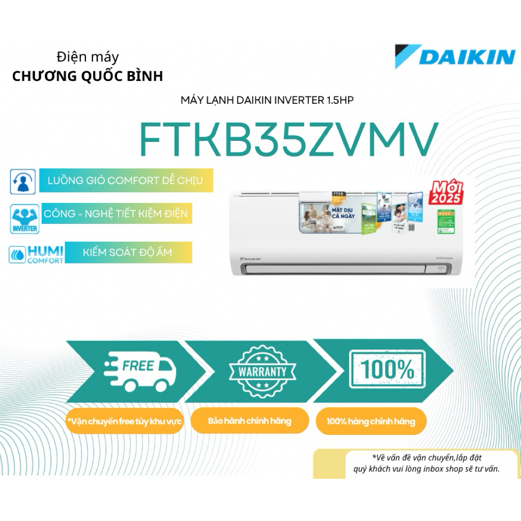 Máy lạnh Daikin inverter 1.5hp FTKB35ZVMV
