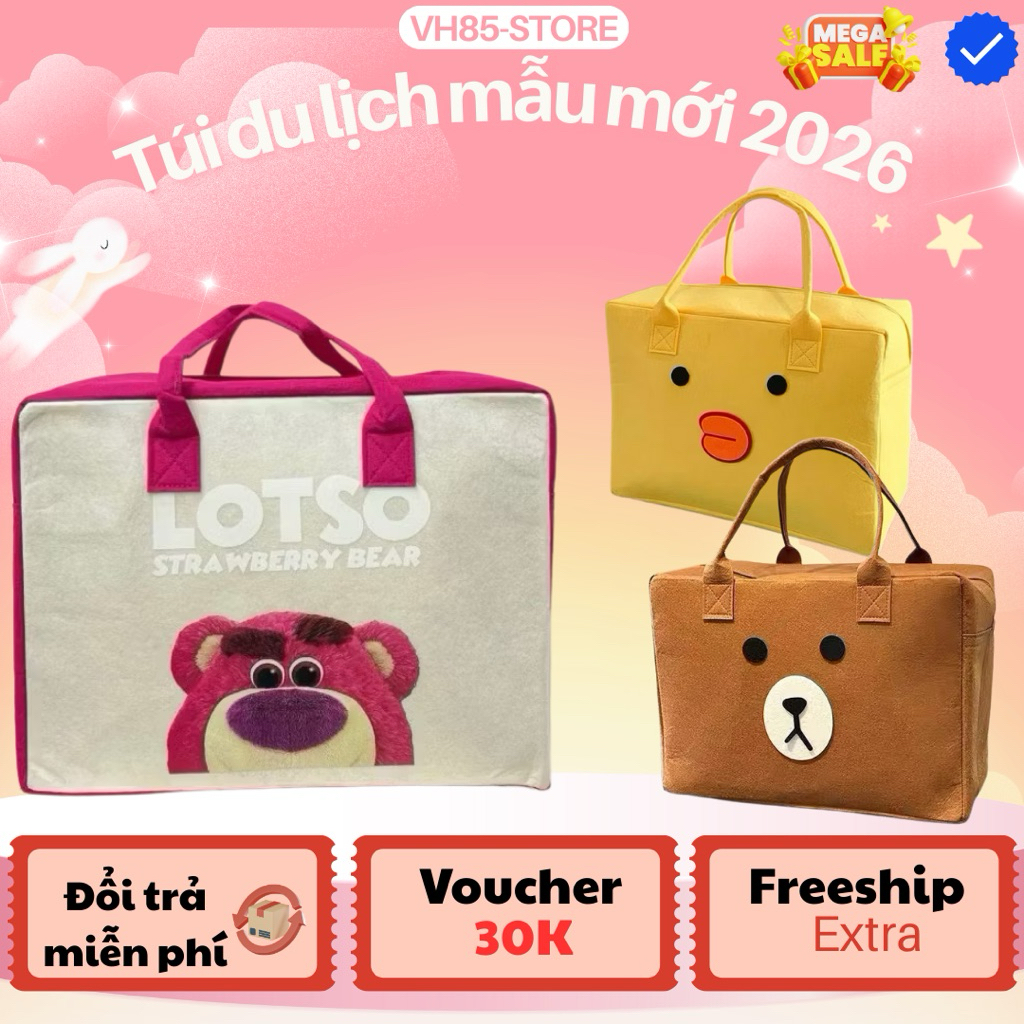 Túi Du Lịch, Túi Xách Đựng Đồ Đa Năng Đi Chơi, Đi Biển, Để Quần Áo, Cài Vali Vải Nỉ Xốp Nhiều Hoạ Tiết (40x30x20)