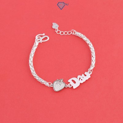 Lắc bạc cho bé hình dâu tây khắc tên theo yêu cầu LTT0224 - Trang Sức TNJ