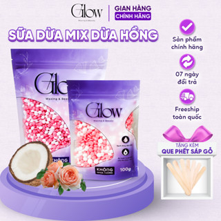 Sáp Wax Lông Sữa Dừa Mix Hoa Hồng Chuyên Wax Bikini, Body Siêu Bám Lông GLOWWAXING Tặng Que Gỗ