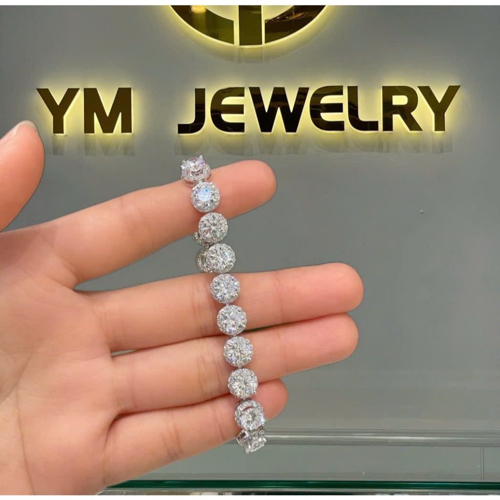 Lắc Tay Bạc Nữ Halo Tròn 6Li Full Đá CZ Lấp Lánh Dài 17CM - Bạc Ý Xi Kim |L89| - YM Jewelry