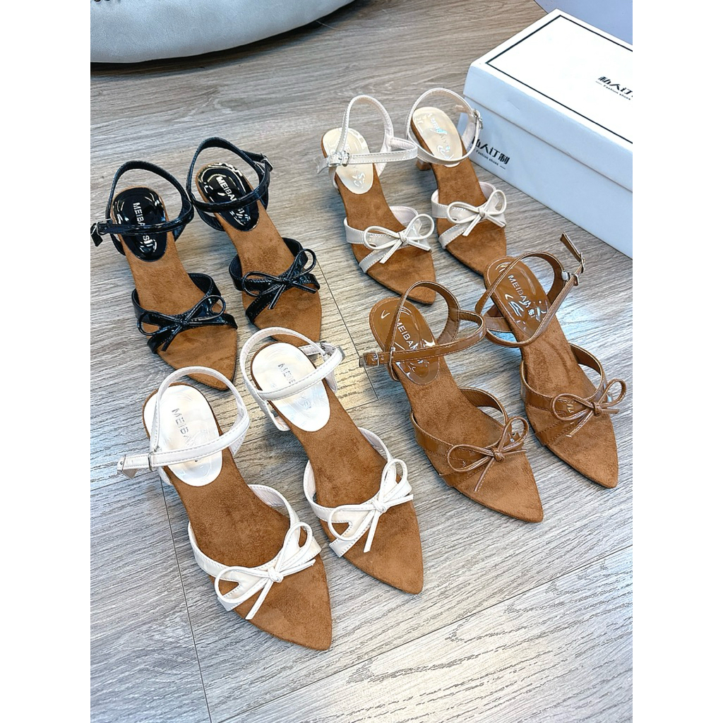 Giày cao gót 5p nơ mũi nhọn