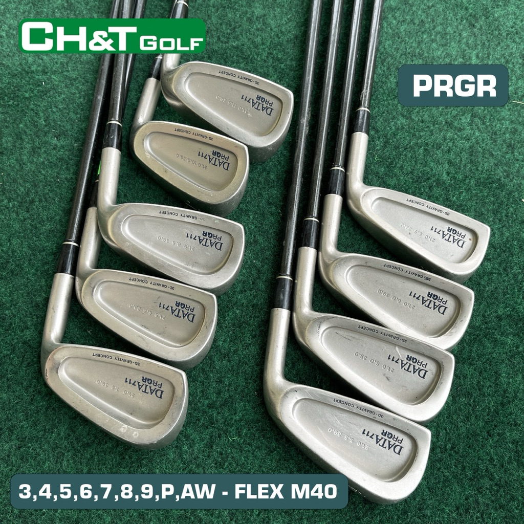 Bộ gậy golf sắt PRGR DATA 711 9 cây 3,4,5,6,7,8,9,P,Aw Flex M40 sáng đẹp nguyên bản nhập khẩu nhật