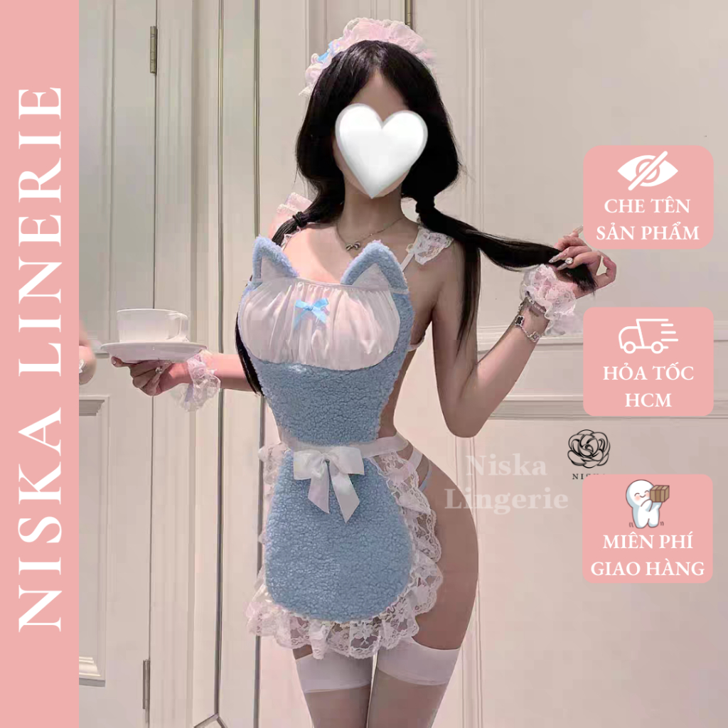 Kitty Maid Cosplay – Cosplay hầu gái, tạp dề mèo bông hóa trang mặc nhà – C751