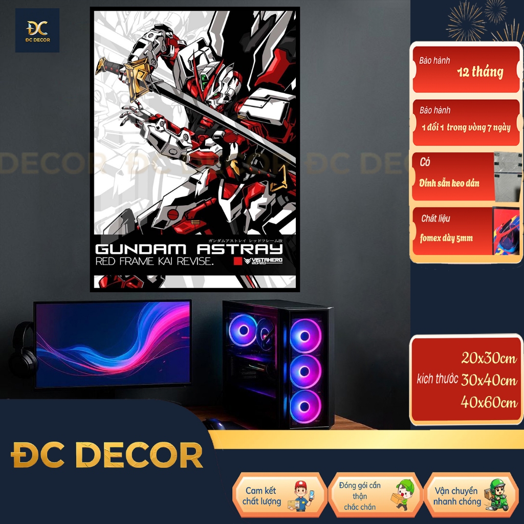 Tranh dán tường mica tráng gương gundam siêu đẹp tranh robot tranh anime, tranh dán tường