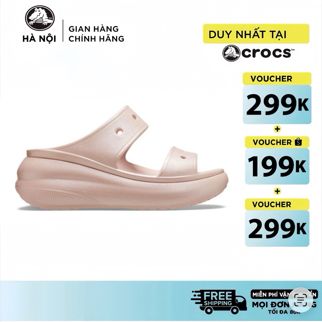 [ CHÍNH HÃNG ] DÉP XĂNG ĐAN UNISEX CROCS CLASSIC CRUSH - PLINK