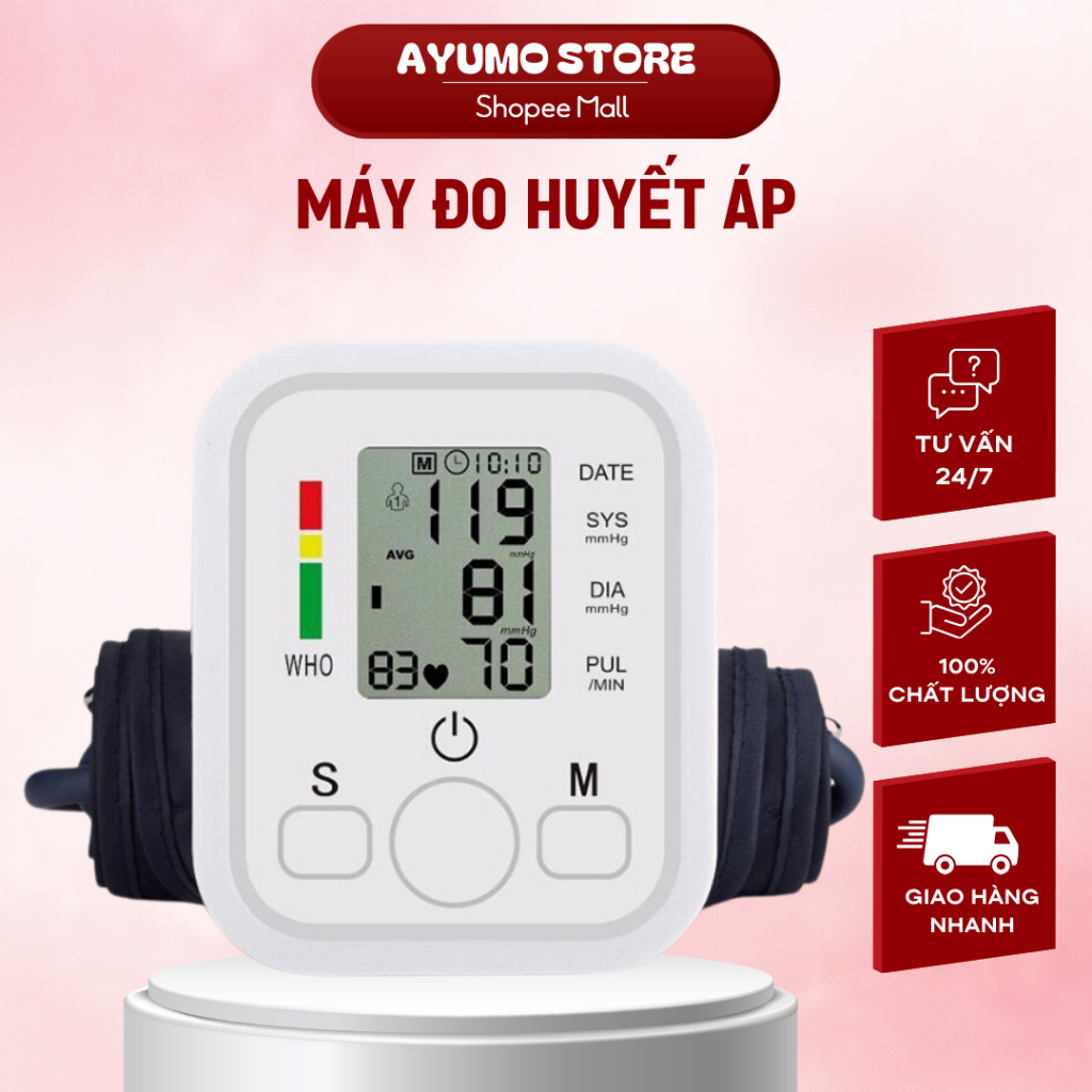 [Giọng Nói Tiếng Việt] Máy Đo Huyết Áp Nhịp Tim Điện Tử Bắp Tay Tự Động Bảo Hành 12 Tháng
