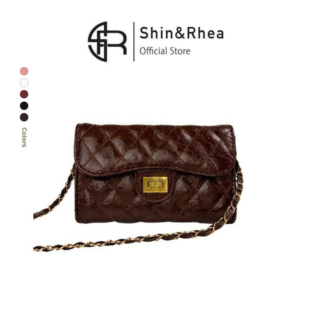 Ví Đeo Chéo Nữ Mini Shin&Rhea Da PU nhăn nhẹ  – Khóa Xoay Sang Trọng, Size 18x12 Shin&Rhea206