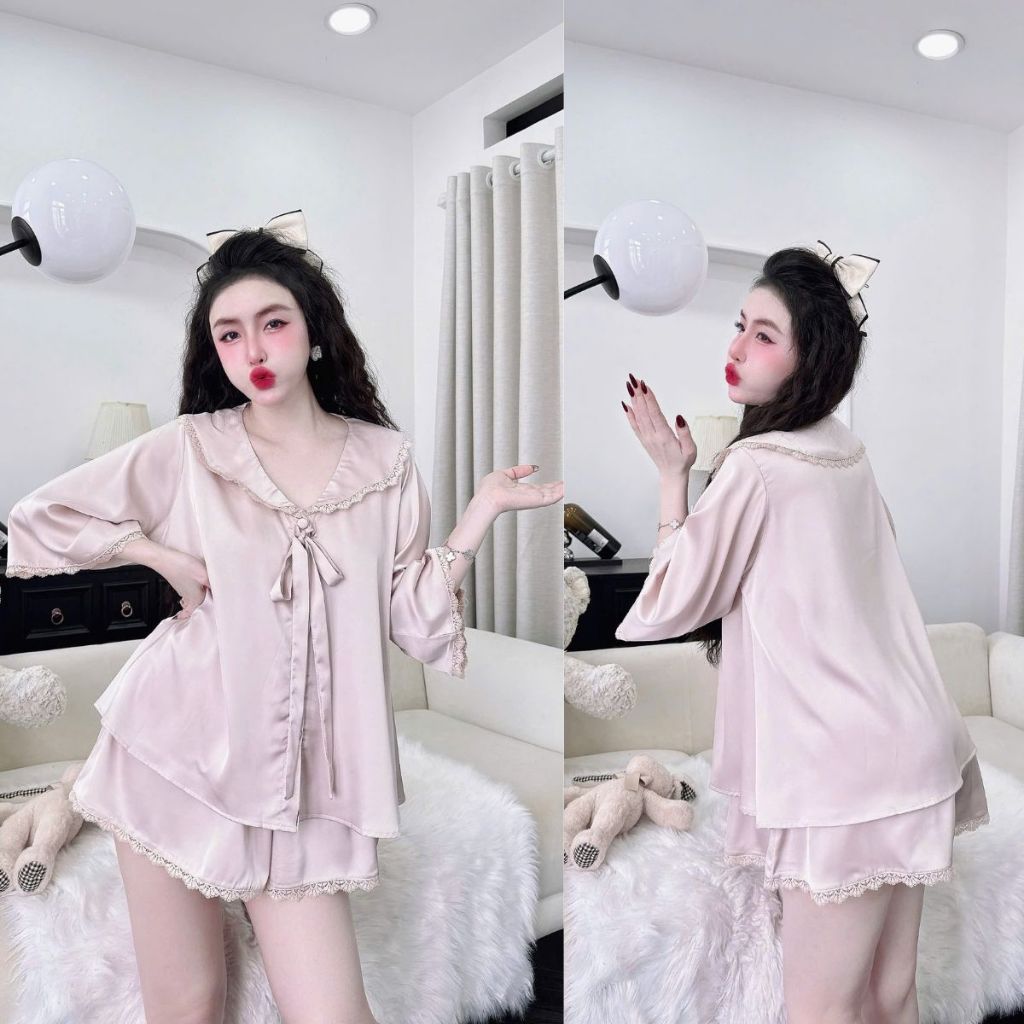 Đồ Ngủ Pijama Bigsize Tay Loe Đùi MIKY, Đồ Ngủ Bigsize lụa Latin cao cấp mềm mại xinh xắn 3 < 70KG d | BigBuy360 - bigbuy360.vn