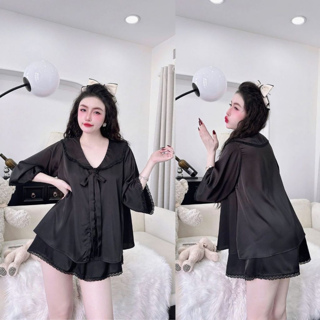 Đồ Ngủ Pijama Bigsize Tay Loe Đùi MIKY, Đồ Ngủ Bigsize lụa Latin cao cấp mềm mại xinh xắn 3 < 70KG d | BigBuy360 - bigbuy360.vn