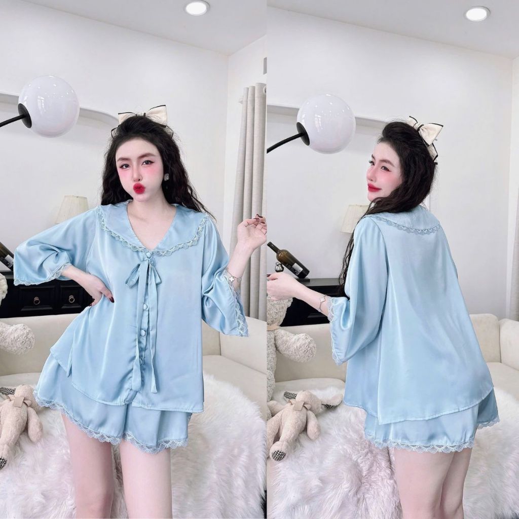 Đồ Ngủ Pijama Bigsize Tay Loe Đùi MIKY, Đồ Ngủ Bigsize lụa Latin cao cấp mềm mại xinh xắn 3 < 70KG d | BigBuy360 - bigbuy360.vn