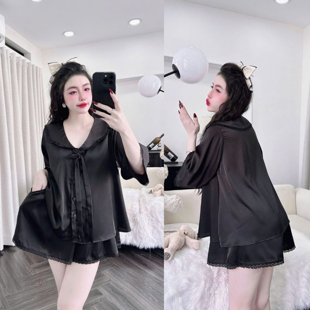 Đồ Ngủ Pijama Bigsize MIKY Tay Loe 2, Đồ Ngủ Bigsize lụa Latin cao cấp mềm mại xinh xắnd < 70KG M06 M06 | BigBuy360 - bigbuy360.vn