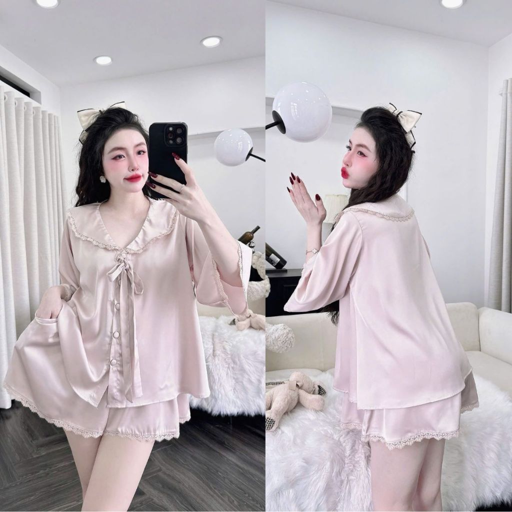 Đồ Ngủ Pijama Bigsize MIKY Tay Loe 2, Đồ Ngủ Bigsize lụa Latin cao cấp mềm mại xinh xắnd < 70KG M06 M06 | BigBuy360 - bigbuy360.vn