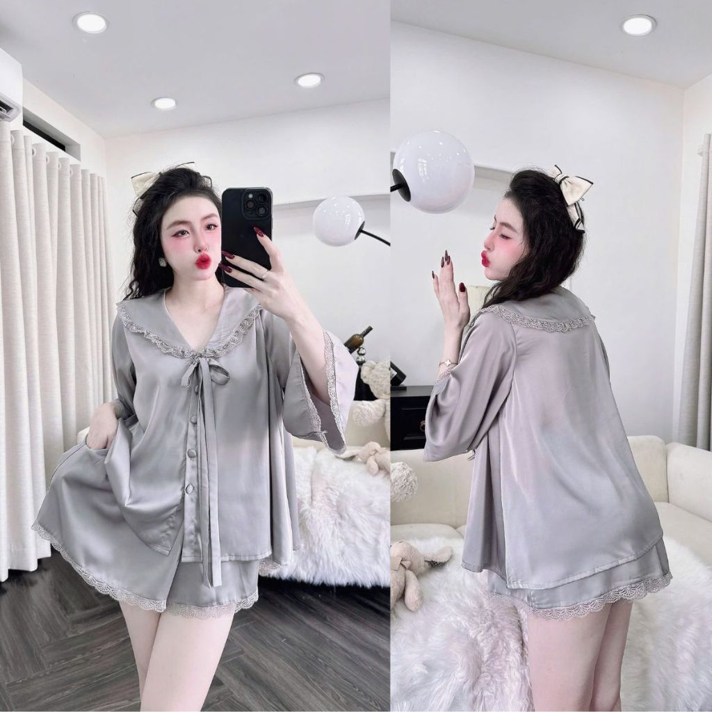 Đồ Ngủ Pijama Bigsize MIKY Tay Loe 2, Đồ Ngủ Bigsize lụa Latin cao cấp mềm mại xinh xắnd < 70KG M06 M06 | BigBuy360 - bigbuy360.vn