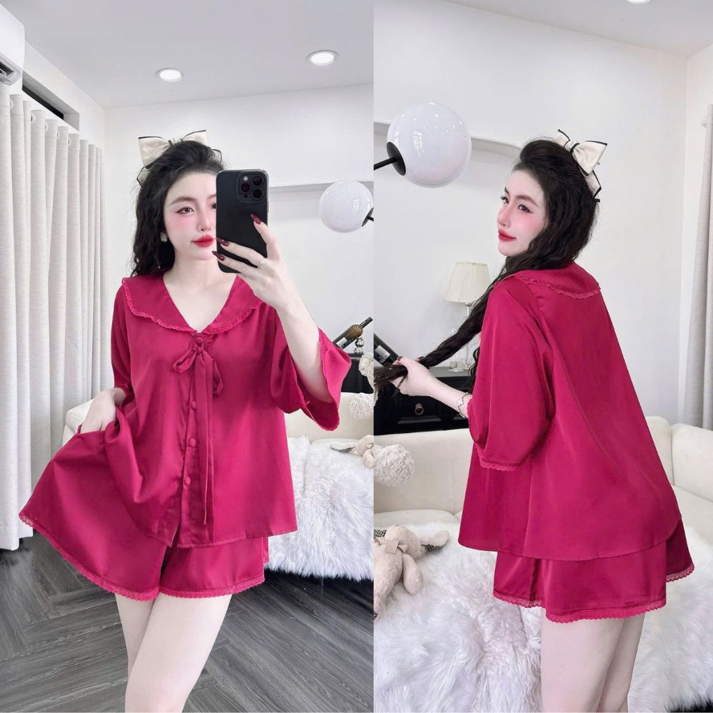 Đồ Ngủ Pijama Bigsize MIKY Tay Loe 2, Đồ Ngủ Bigsize lụa Latin cao cấp mềm mại xinh xắnd < 70KG M06 M06 | BigBuy360 - bigbuy360.vn