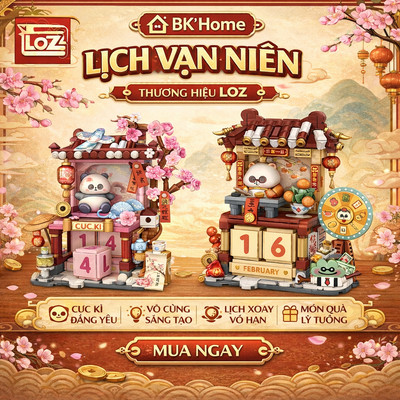 Bộ đồ chơi lắp ghép Mô hình Lịch vạn niên Gấu trúc may mắn tài lộc LOZ 7213-7214