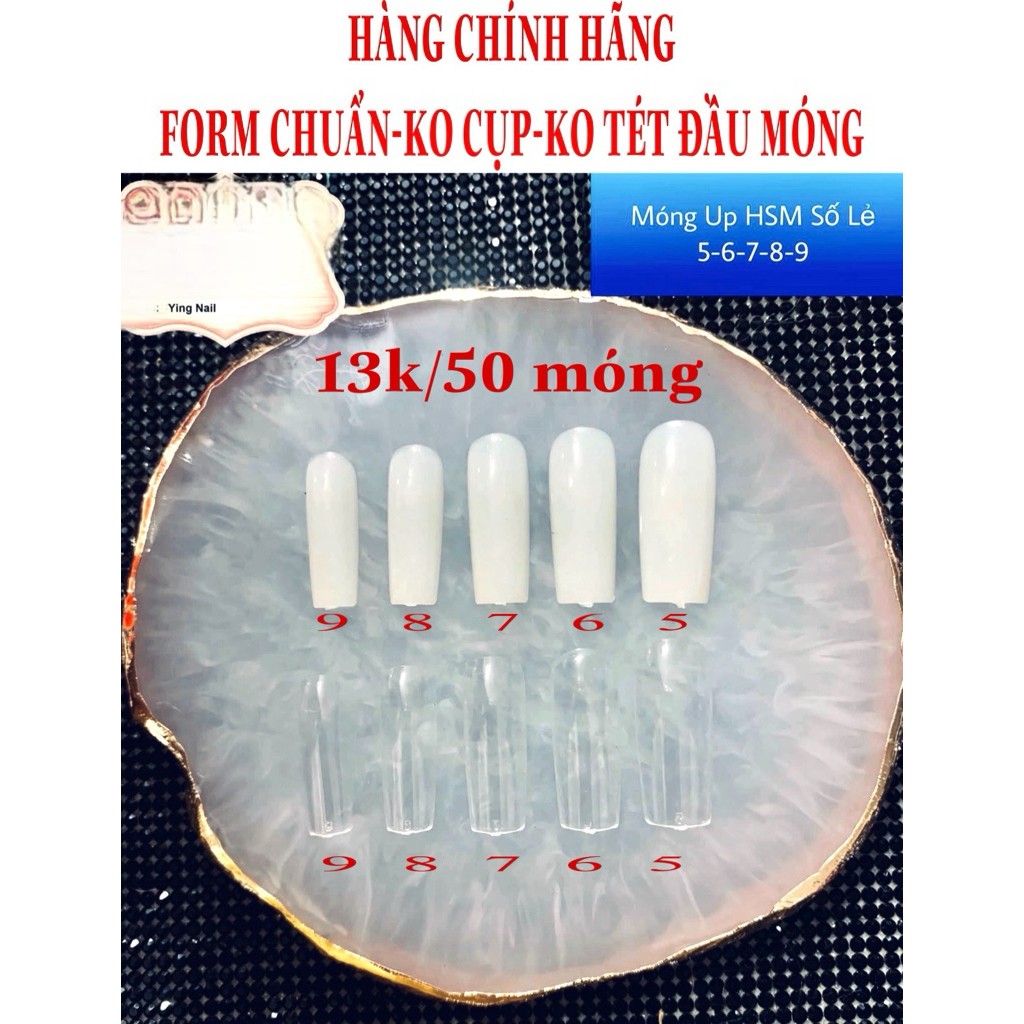 MÓNG UP VUÔNG HSM LẺ SIZE 5-6-7-8-9(1 số 50 móng)