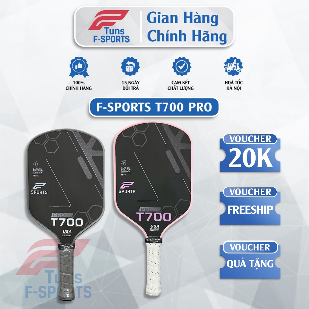 (Chính Hãng) Vợt Pickleball F-Sports T700 Pro - Carbon T700 Nhám Cao Cấp, Tăng Kiểm Soát Tối Đa, Màu