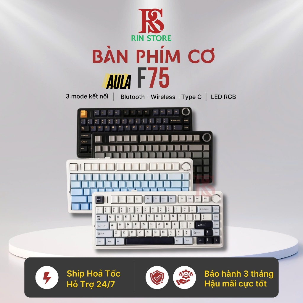 Bàn phím Aula F75 - Ship hoả tốc HCM - 3 chế độ kết nối - Led RGB từng phím - Mạch xuôi hotswap - Pin 4000 mAh | BigBuy360 - bigbuy360.vn