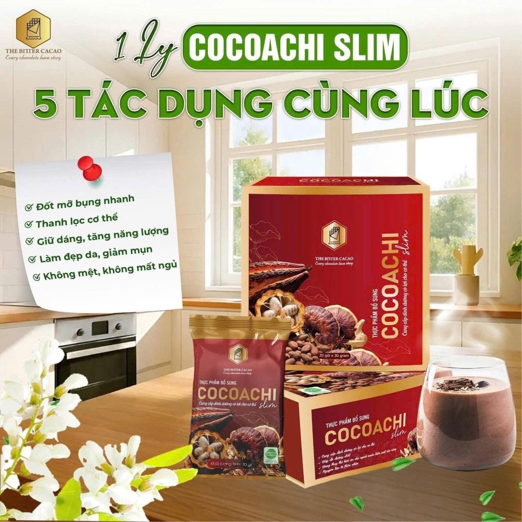 cocoachi slim ca cao ca fe vị sô cô la hộp 20 gói