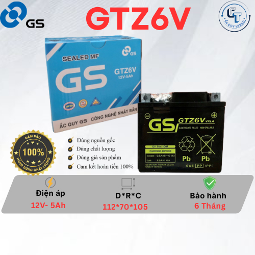 Phụ tùng xe máy GS GTZ6V Dùng cho Winner, Raider, Sonic, Vision, AirBlade,Sh Mode,PCX...