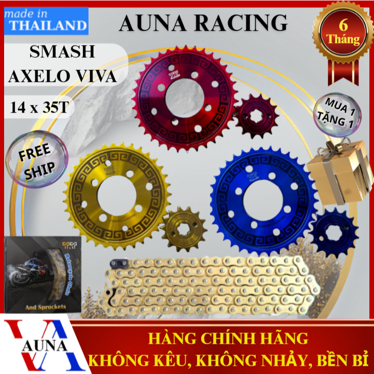 Nhông Sên Dĩa Suzuki Axelo, Viva, GD110 T&T Thái Lan - Sên Màu 10 Ly - Thép C45 Siêu Bền (14T-35T)