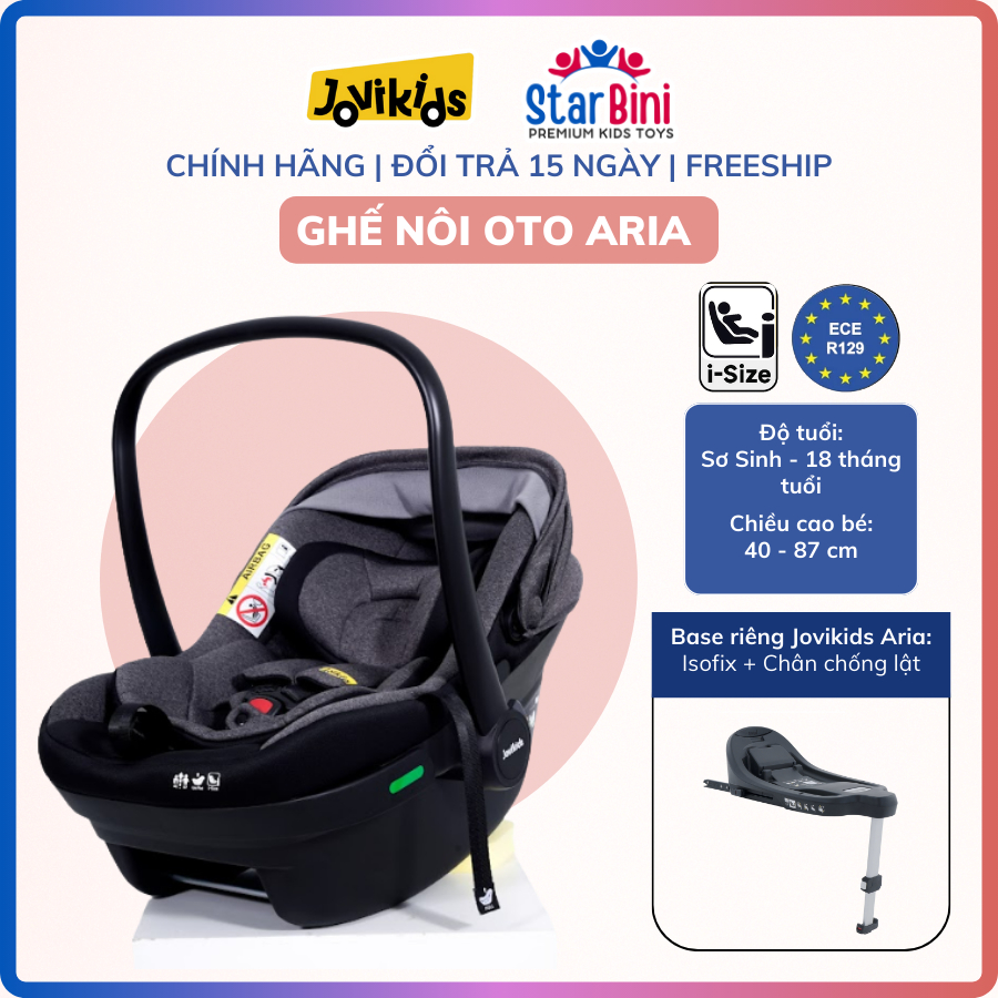 Ghế Nôi Ô Tô Cho Bé Sơ Sinh Jovikids Aria Base  - R129/i-Size (cho bé cao 40 - 87 cm)