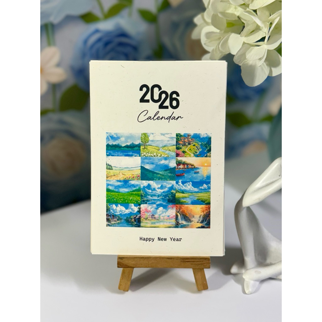 Lịch để bàn 2026, lịch mini 13 tờ rời kèm đế gỗ để lịch