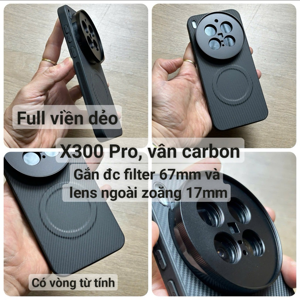 Ốp lưng da liền Adapter gắn filter 67mm UV ND CPL Vivo X300 Pro X200 Ultra X200S mini X100 X100S