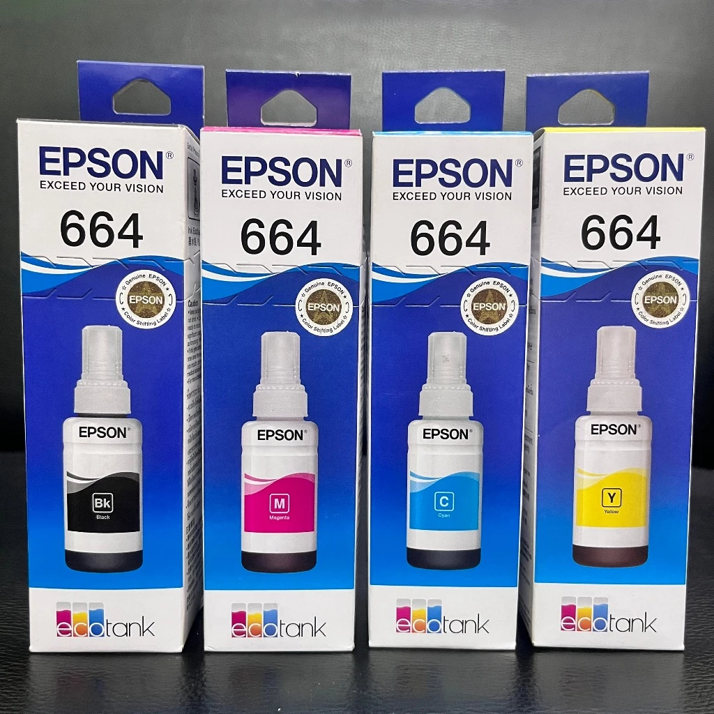 Mực Màu Epson 664 chính hãng sử dụng cho máy in phun Epson (Đen/Đỏ/Vàng/Xanh)