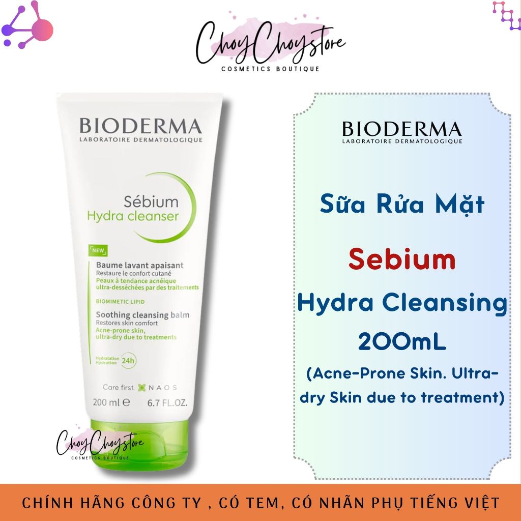 Sửa Rửa Mặt Bioderma Sebium Hydra 200mL Dưỡng Ẩm Cho Da Dầu (TEM CTY)