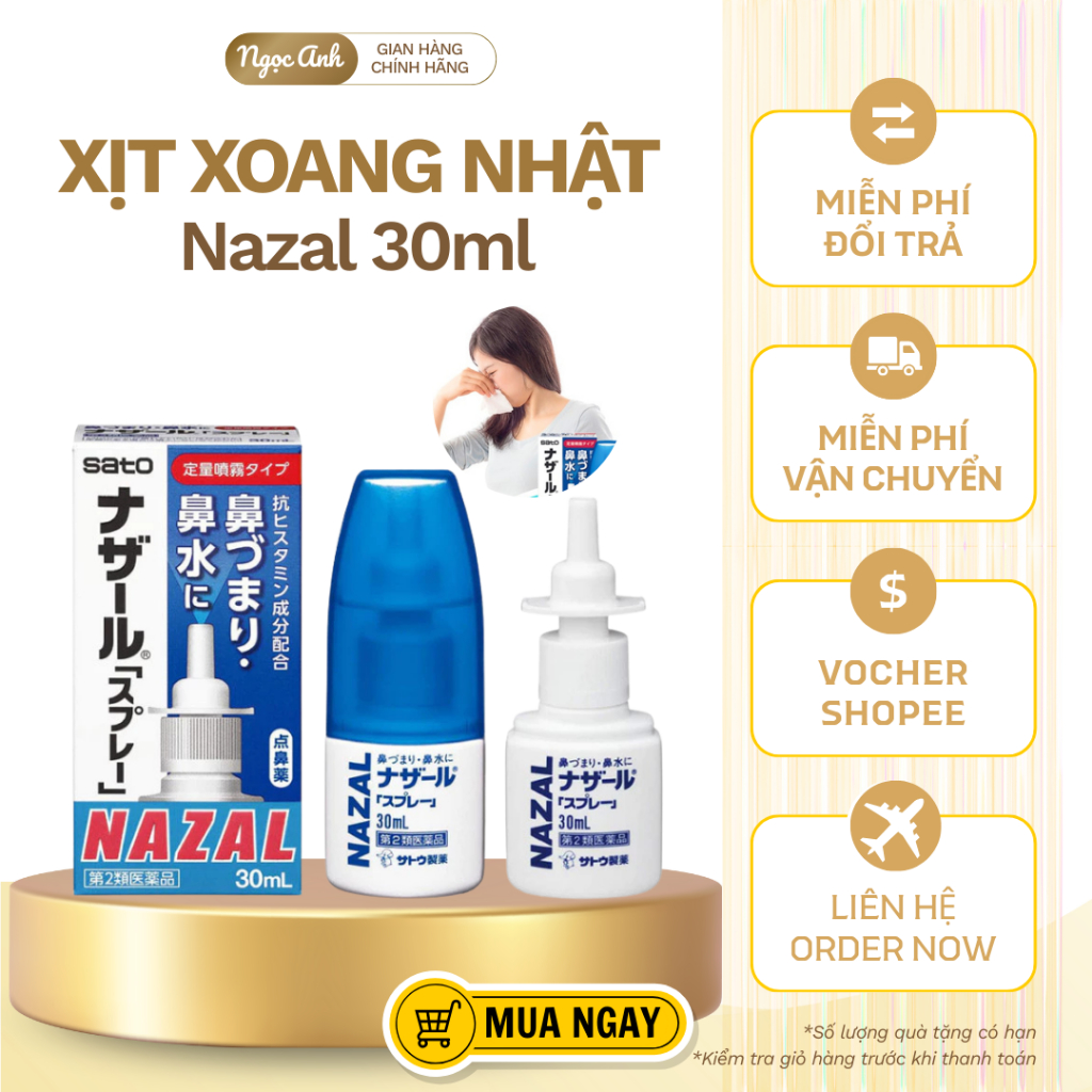 Xịt Xoang Mũi Nazal Sato 30ml - Giảm Nghẹt Mũi & Viêm Xoang Hiệu Quả - Nội Địa Nhật Bản Chính Hãng