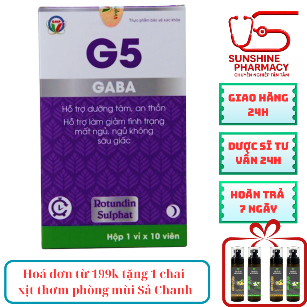 [CHÍNH HÃNG] VIÊN UỐNG G5 GABA HỖ TRỢ DƯỠNG TÂM AN THẦN CẢI THIỆN CHỨNG MẤT NGỦ