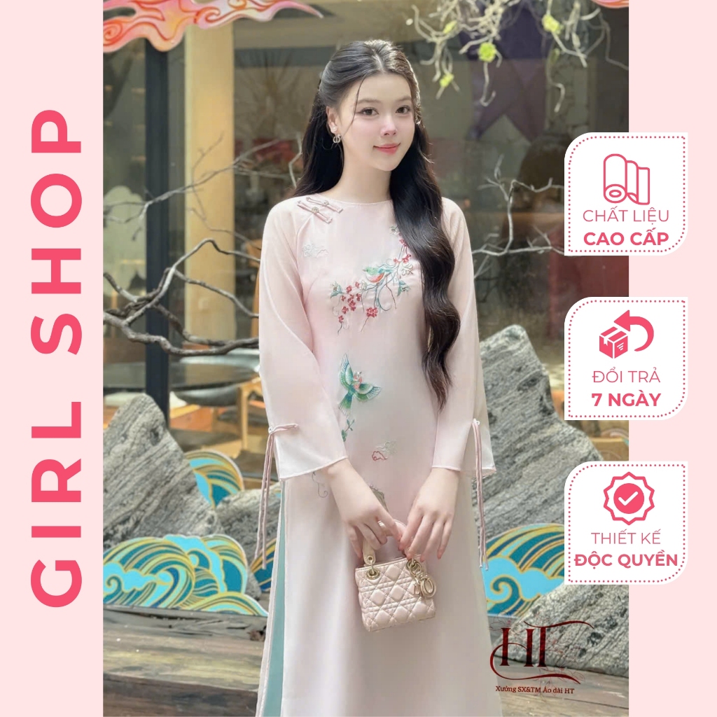 Set Áo Dài Cách Tân Giai Yến Thiết Kế Cao Cấp Dáng Suông 4 Tà Cổ Tròn Sang Trọng Thanh Lịch GIRLSHOP