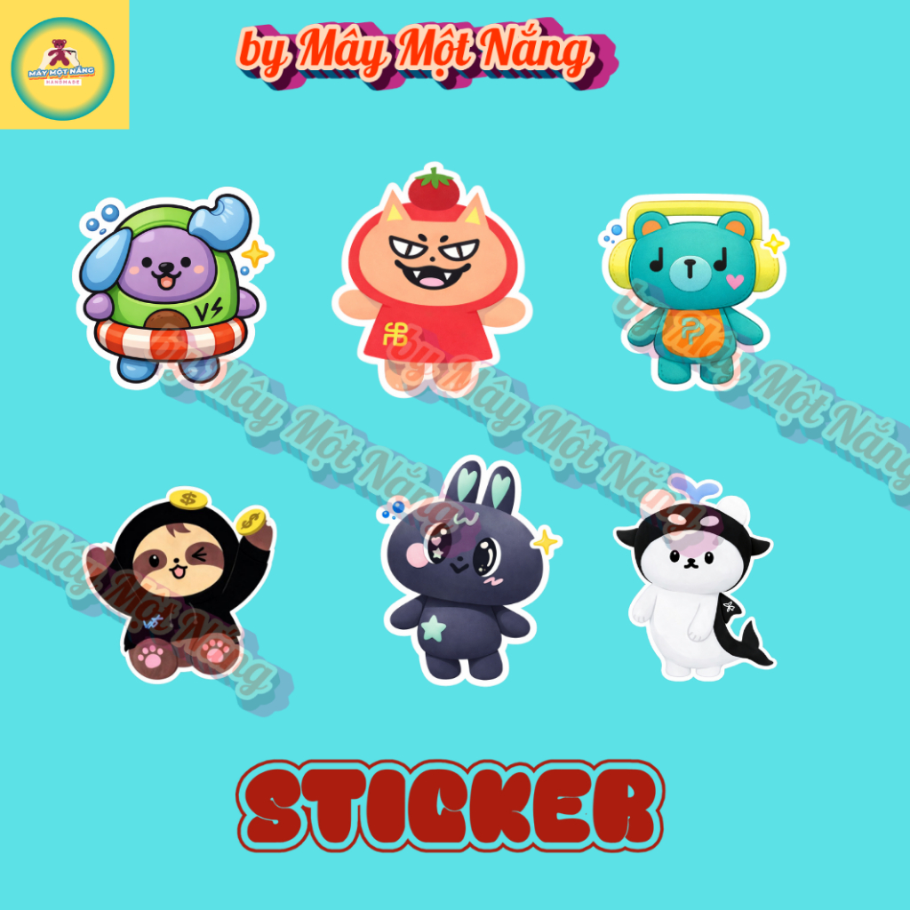 Set Sticker Fanmade Cute 6 Mẫu – Avocen, Tomafox, Samruay, Meta, Polcasan, PermPoon