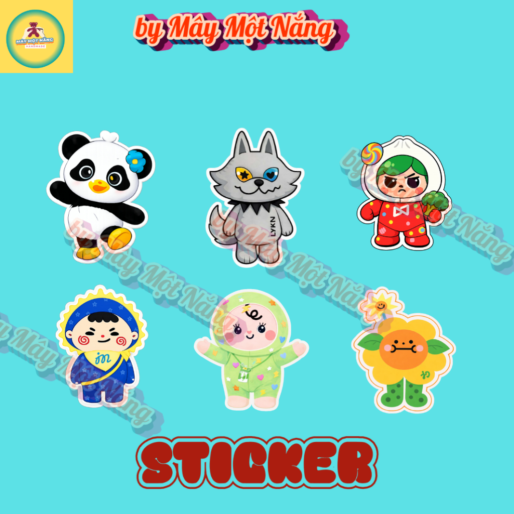 Set Sticker Fanmade Cute 6 Mẫu – Lunar, Lykyou, Paody, Jummo, Babii, Jaidee