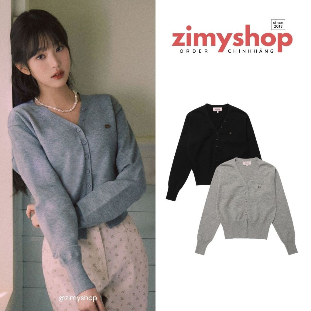 CHÍNH HÃNG ÁO [JANG WONYOUNG PICK] V NECK BASIC CARDIGAN ROLAROLA HÀN QUỐC