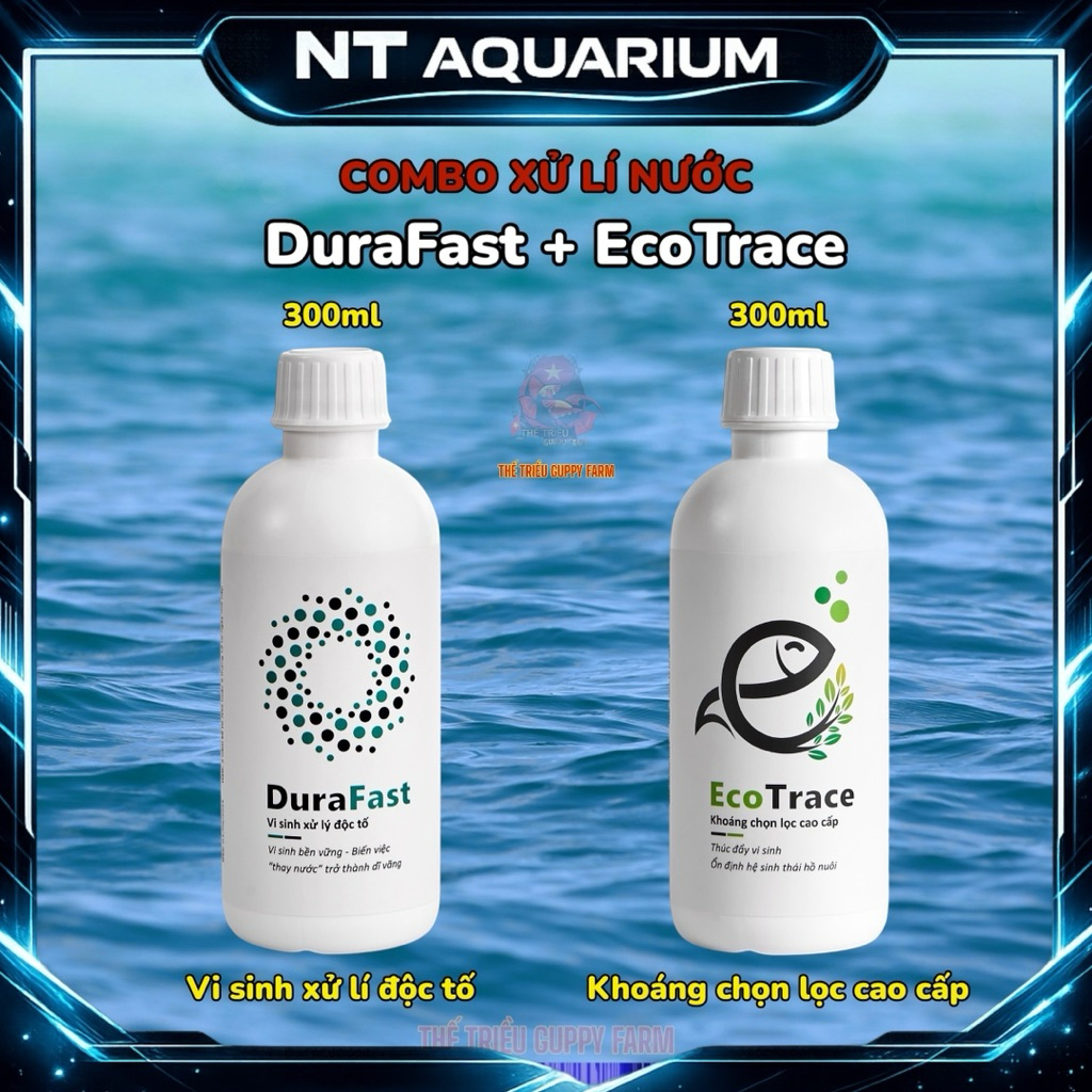 Combo vi sinh DuraFast làm trong nước & EcoTrace khoáng cao cấp chọn lọc. Chai 300ml (Nuôi cá nhàn h