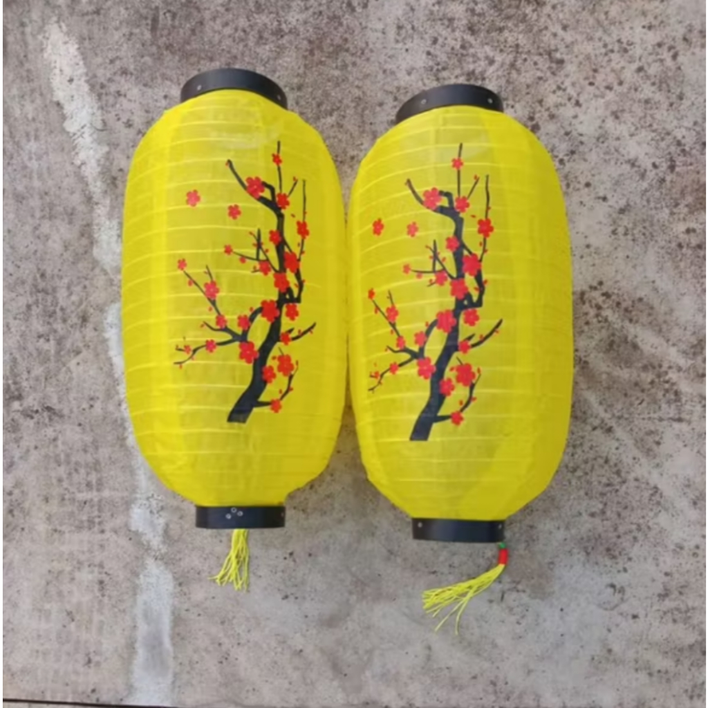 LỒNG ĐÈN NHẬT, LỒNG ĐÈN HOA MAI, lồng đèn vải lụa có tua rua