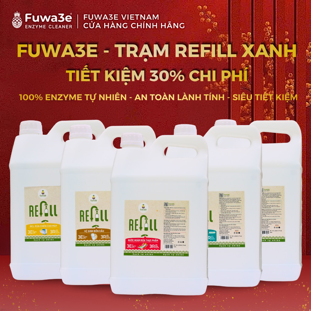 Fuwa3e Refill Can 10L Các Loại - Thành Phần Thiên Nhiên - Chiết Xuất Enzyme Vỏ Dứa - Hàng Chính Hãng