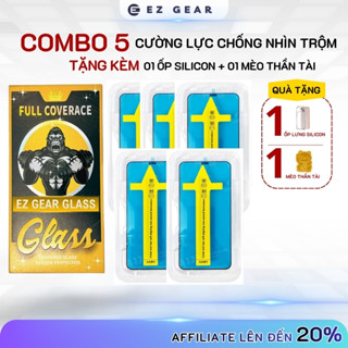 [TẶNG ỐP + MÈO THẦN TÀI] COMBO 5 Kính Cường Lực Chống Nhìn Trộm Khung Tự Dán KK IP 7/8/X/11/12/13/14/15/16 Plus/Pro/Max