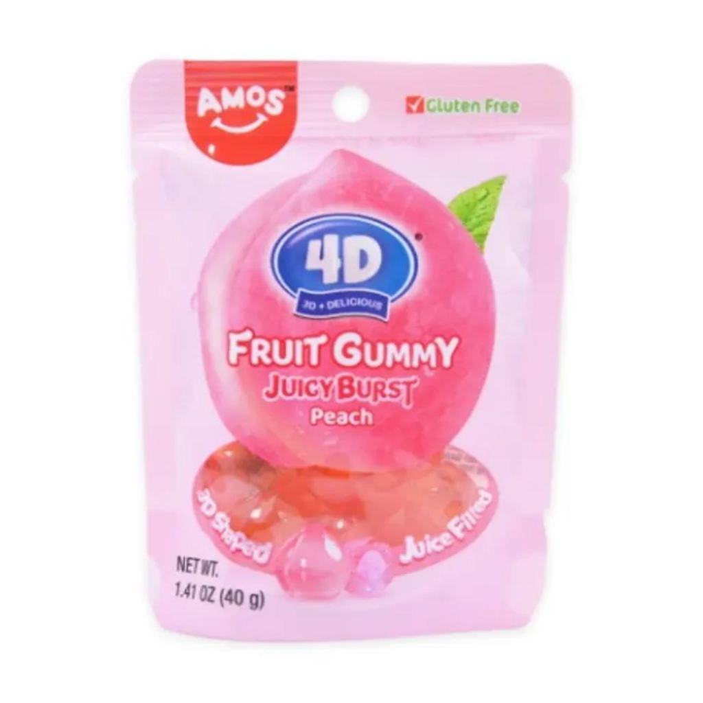 [Date Mới] Kẹo dẻo 4D Fruit gummy vị đàoo Amos gói 40g (1 Gói) (KKM)