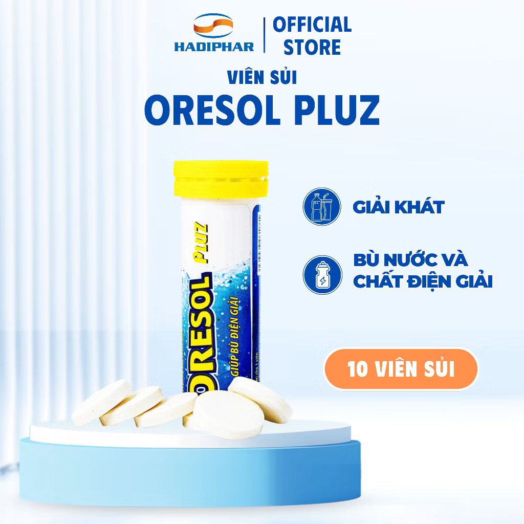 SỦI BÙ NƯỚC VÀ ĐIỆN GIẢI ORESOL PLUZ 10 VIÊN