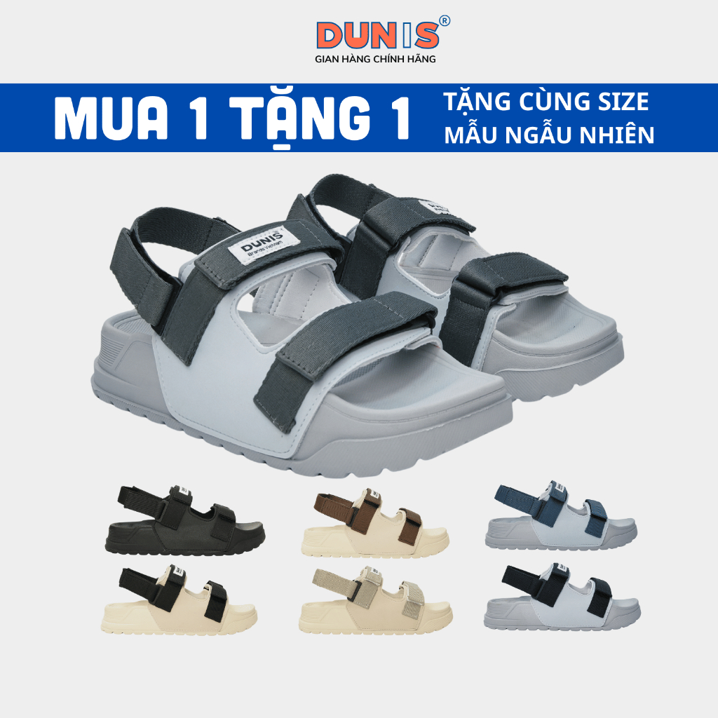 Giày sandal Nữ DUNIS Quai Ngang Đế Cao 4cm Siêu Nhẹ Êm Bền  DN977 - Xám Phối Xám