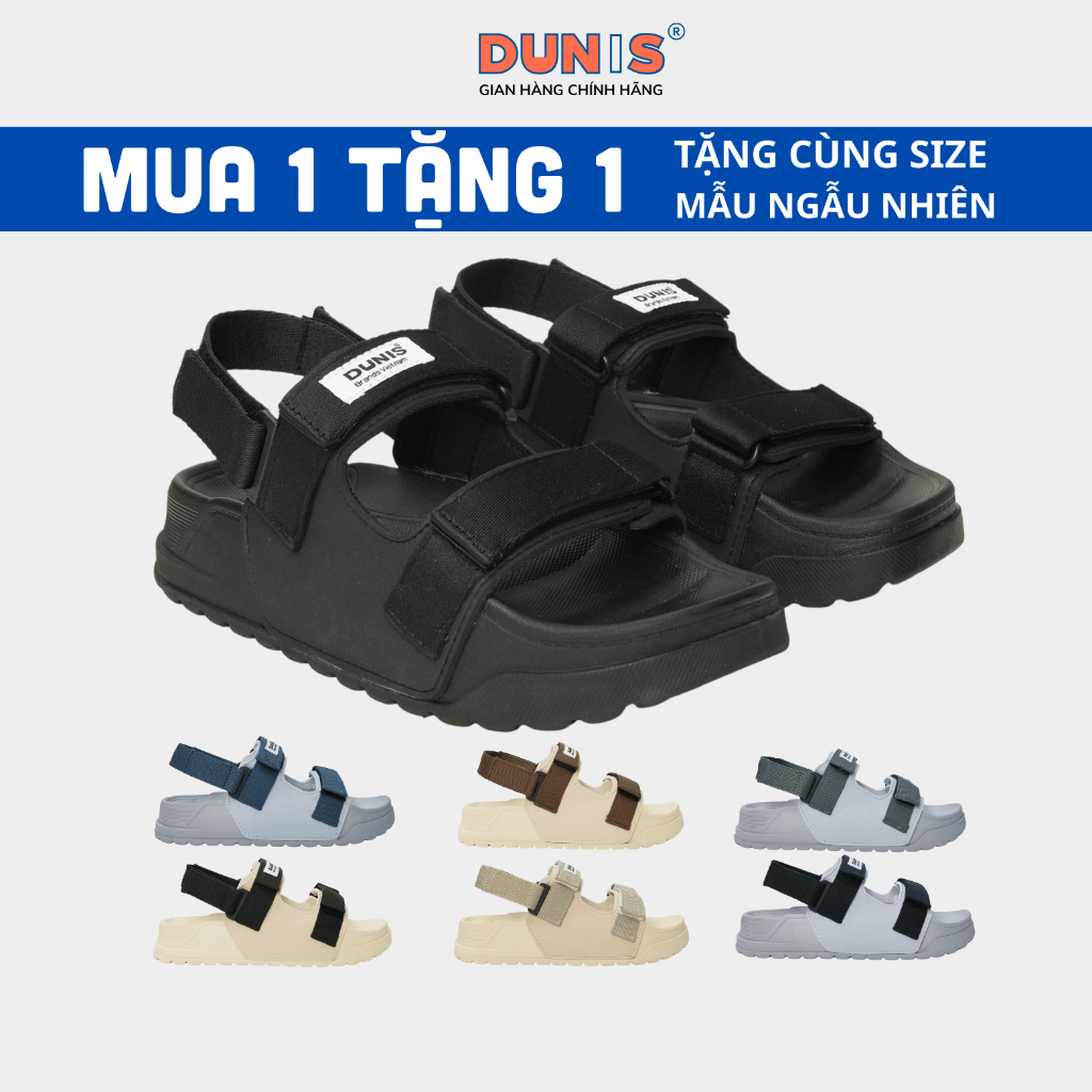 Giày sandal Nữ DUNIS Quai Ngang Đế Cao 4cm Siêu Nhẹ Êm Bền  DN977 - Đen full
