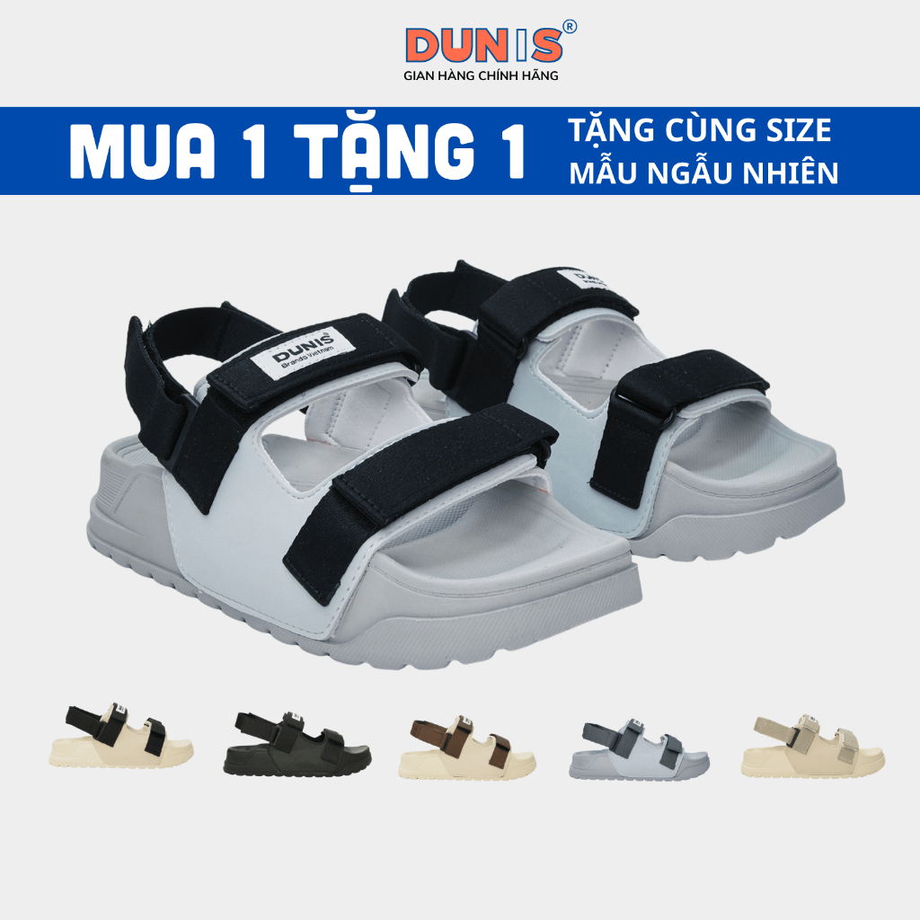 Giày sandal Nữ DUNIS Quai Ngang Đế Cao 4cm Siêu Nhẹ Êm Bền  DN977 - Xám Phối đen
