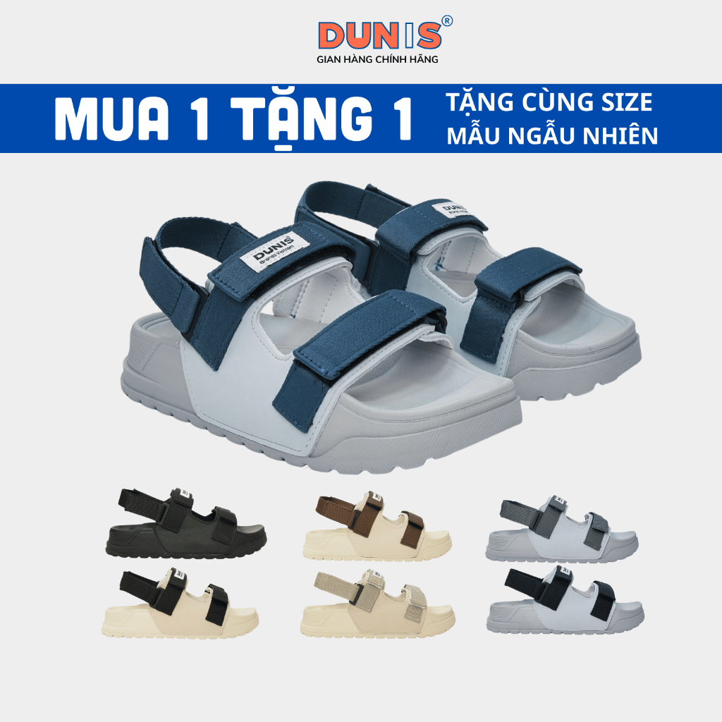 Giày sandal Nữ DUNIS Quai Ngang Đế Cao 4cm Siêu Nhẹ Êm Bền  DN977 - Xám Phối Xanh